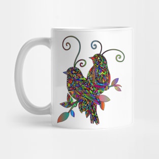 Colourful illustration of two sitting birds Mug